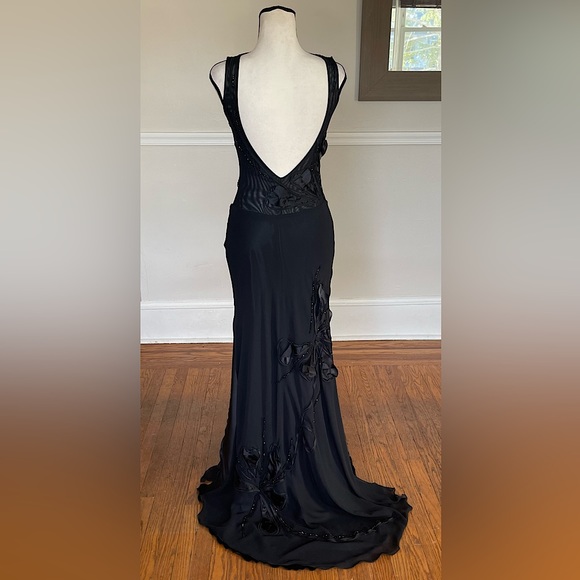 NWOT Elegant Handmade Formal Black Embellished Gown w/ Sheer Neckline | XS - Picture 3 of 14